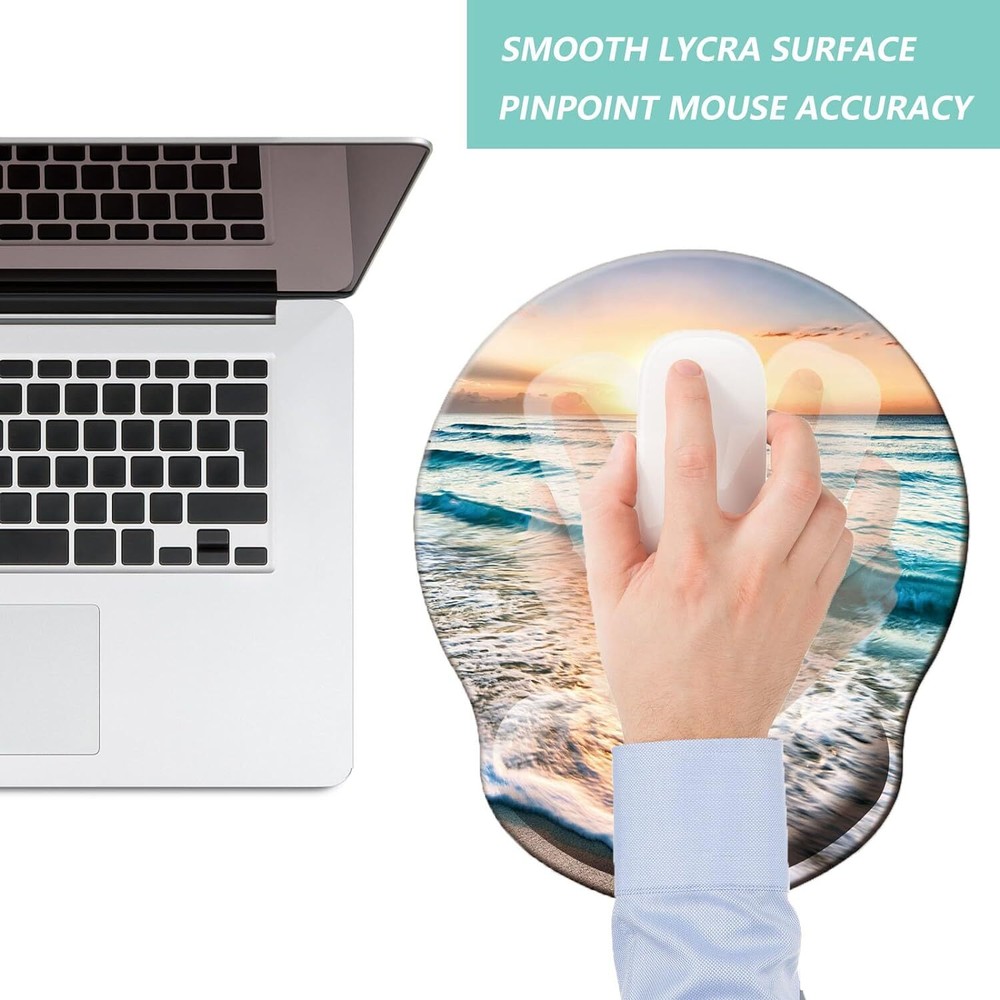 Mouse Pad with Wrist Support, Ergonomic Memory Foam O-beach