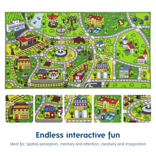 Race Car Track Rug Play Mat For Kids Toddlers Carpet Road Toy Track Floor