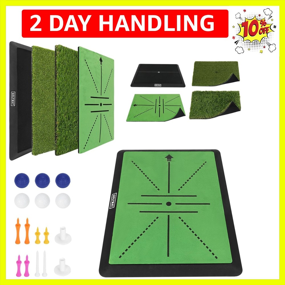 Golf Hitting Mat Training System, 3-in-1 Training Mats for Swing Path Feedbac...