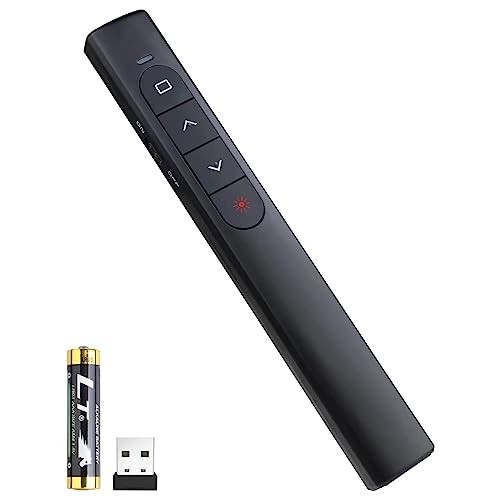 Wireless Presenter Remote, Presentation Clicker with Hyperlink & USB-Black