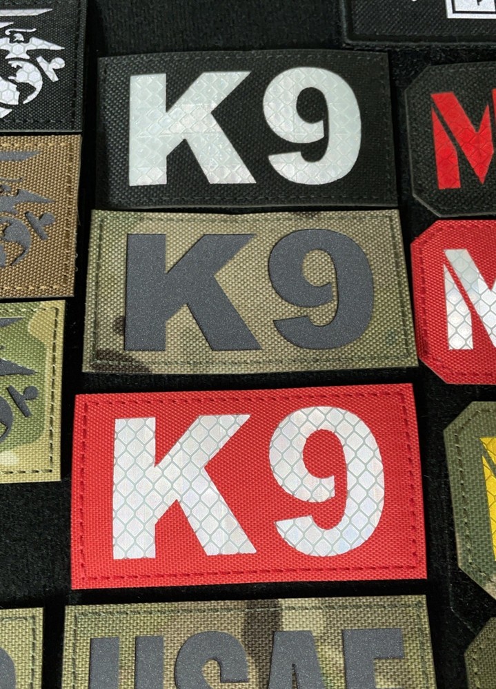 IR Reflective Glow K9 Unit Service Dog Hook Loop Patch Red