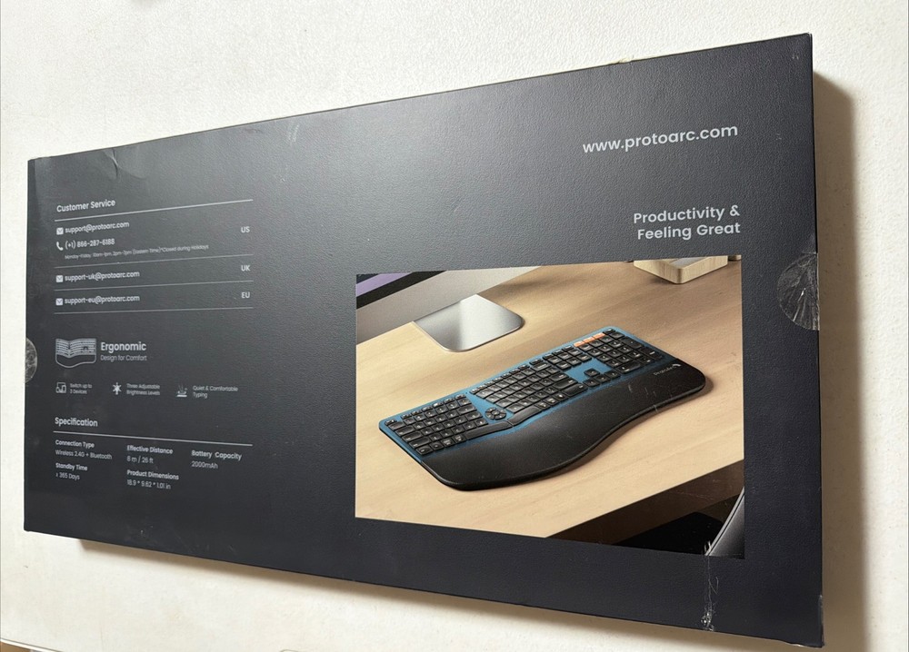 ProtoArc Ergonomic Wireless Keyboard Mouse, EK01 Plus.NEW