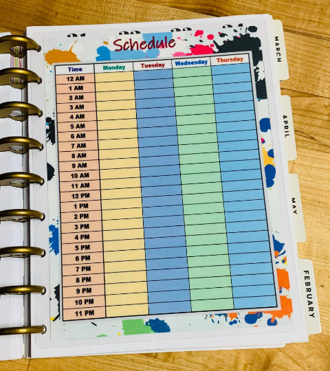 Schedule / Daily / Hourly Dashboard for use with the Happy Planner~