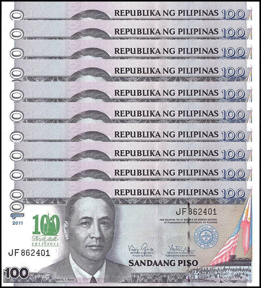 Philippines 100 Piso, 2011, P-212A, UNC X 10 PCS