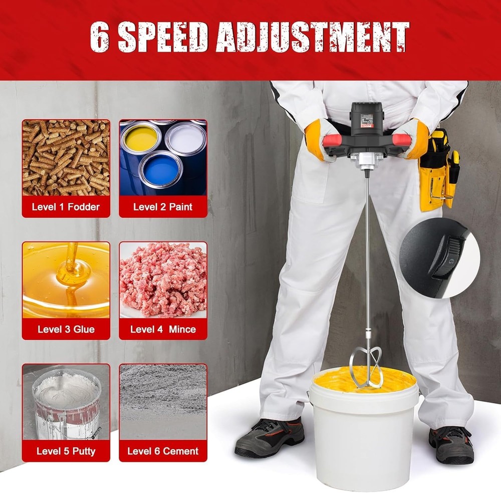 Compact Cement Mixer - 2100W Handheld Stirring Tool