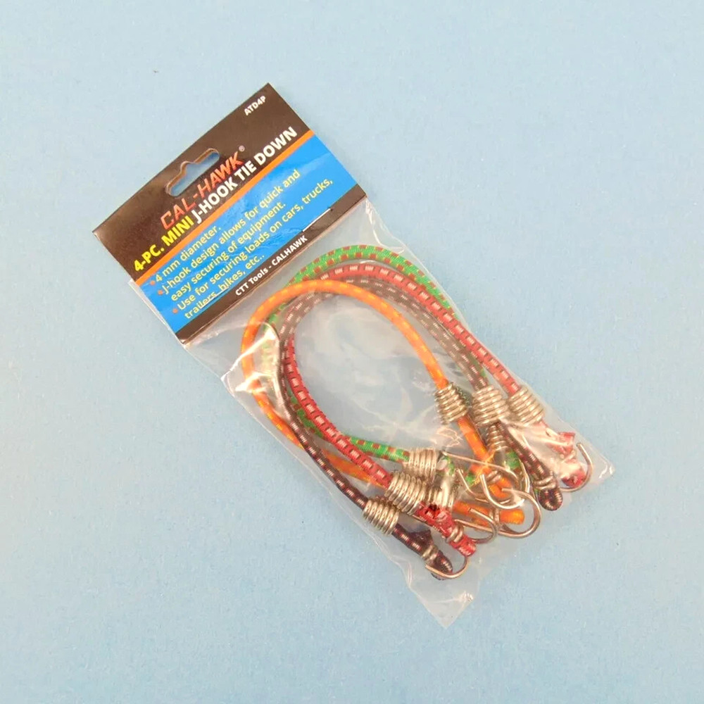 4pc Mini Hook Tie Down Bungee Cords Small Length Assorted Colors Cargo Security