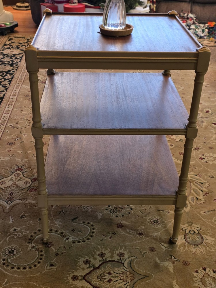Vintage Rengency Style 3 Tiered Table with Casters Solid Wood
