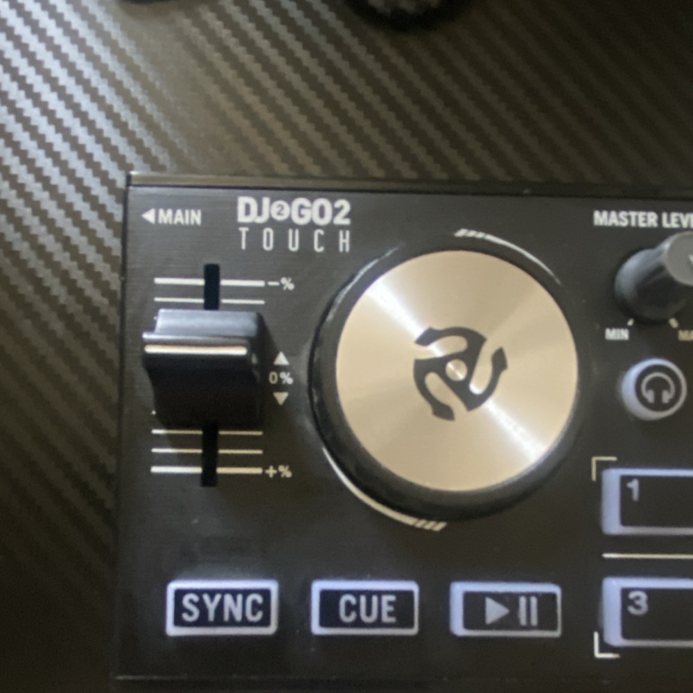 Numark DJ2GO2 Touch 2-Deck Tabletop DJ Controller, USB, 8 Pads, Black