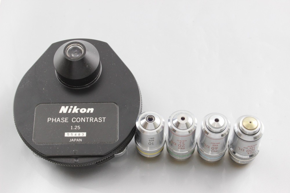 Nikon Microscope 1.25 Phase Contrast Condenser Objective Set Optiphot Labophot