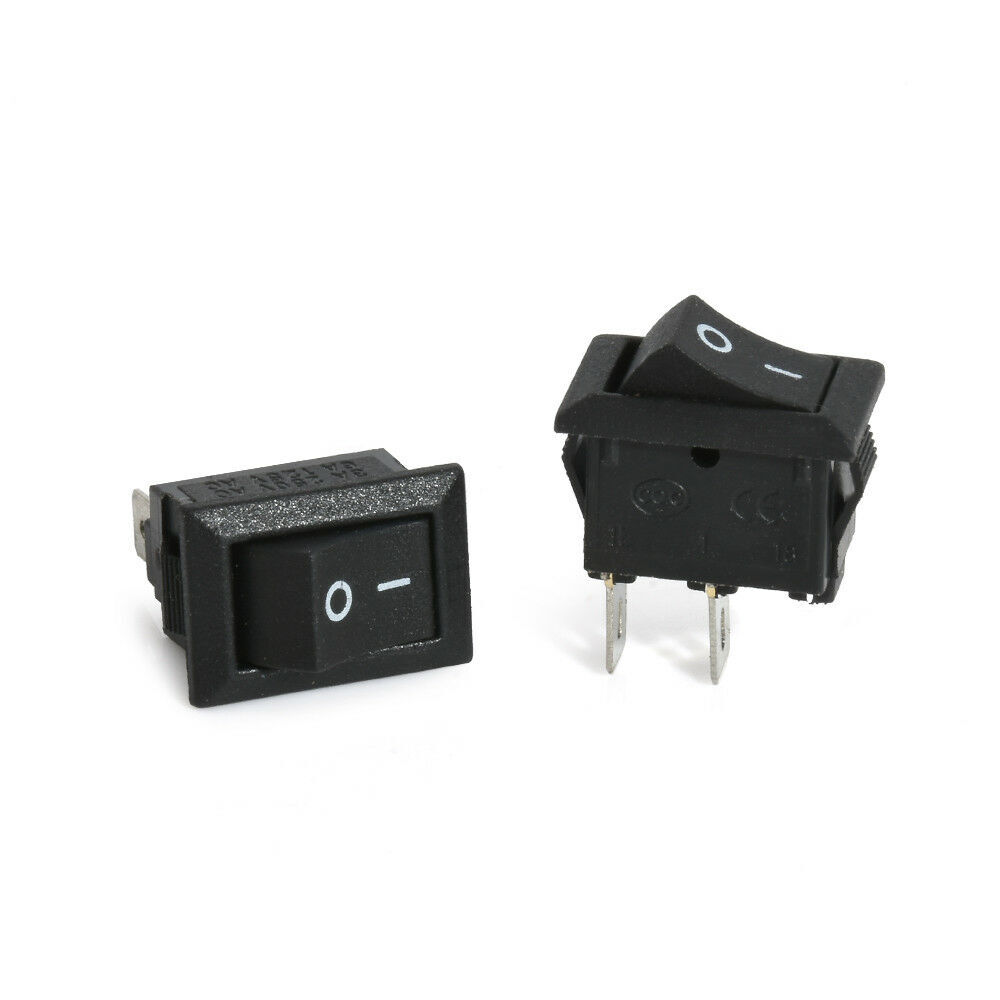 2x Black On/Off Switch Rocker Toggle Press Flip Square Rectangle Basic AC/DC