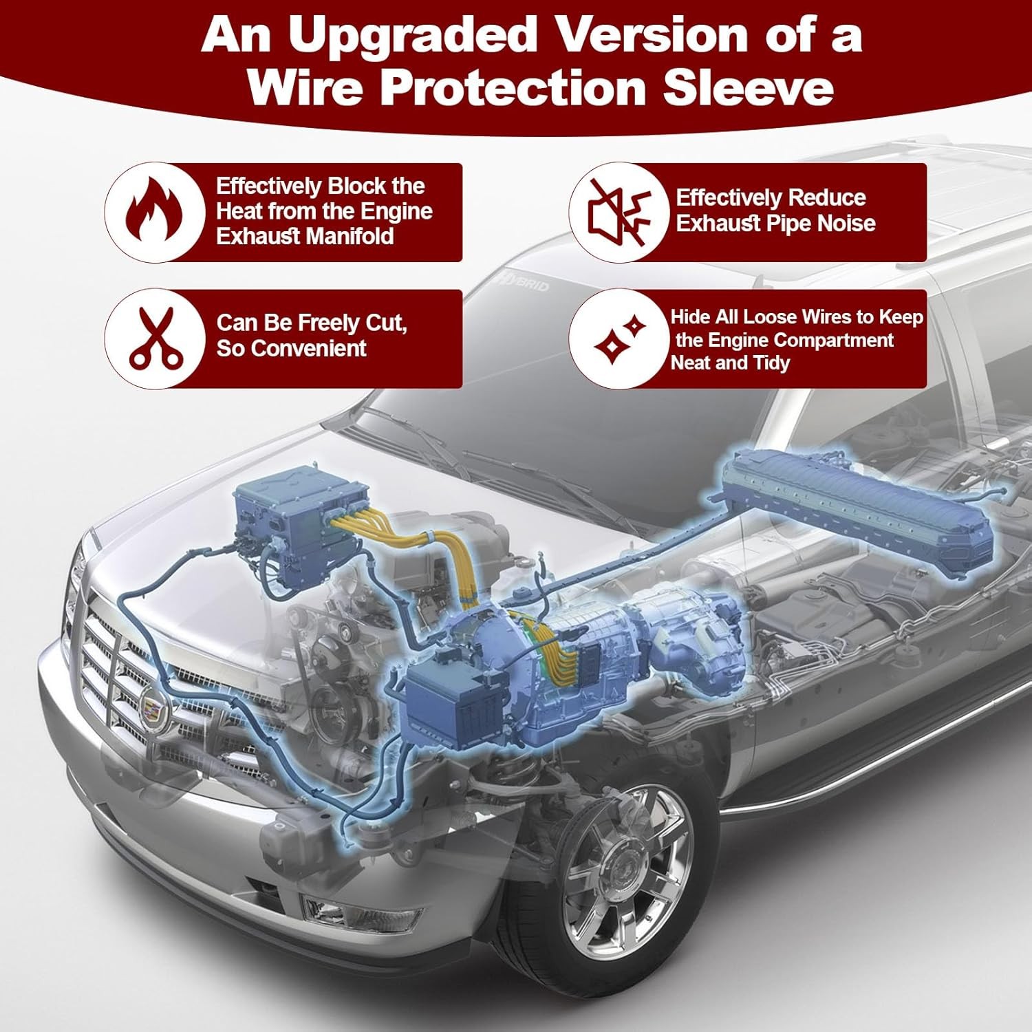 Car High Temperature Braided Wire Loom Black Split-Sleeve Heat Resistant Cover /