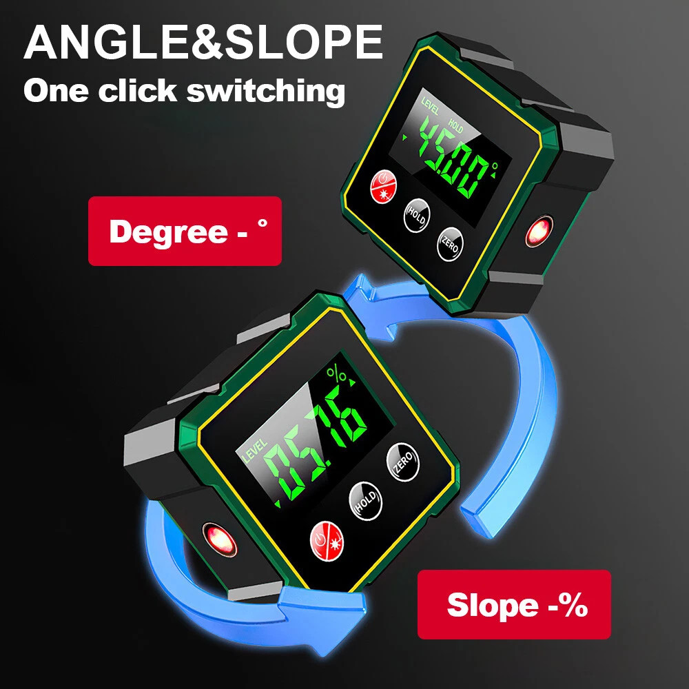 Digital Angle Finder with Electronic Laser 4-Side Magnetic Protractor Angle Gaug