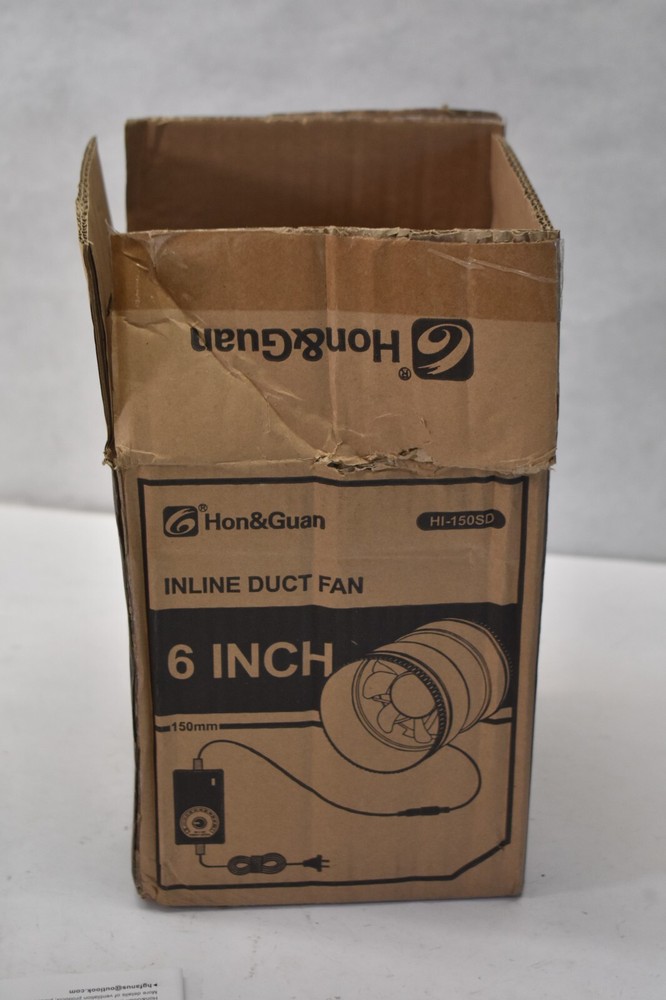 Hon & Guan Inline Duct Fan 6" Fan w Variable Speed Controller 469 CFM Black