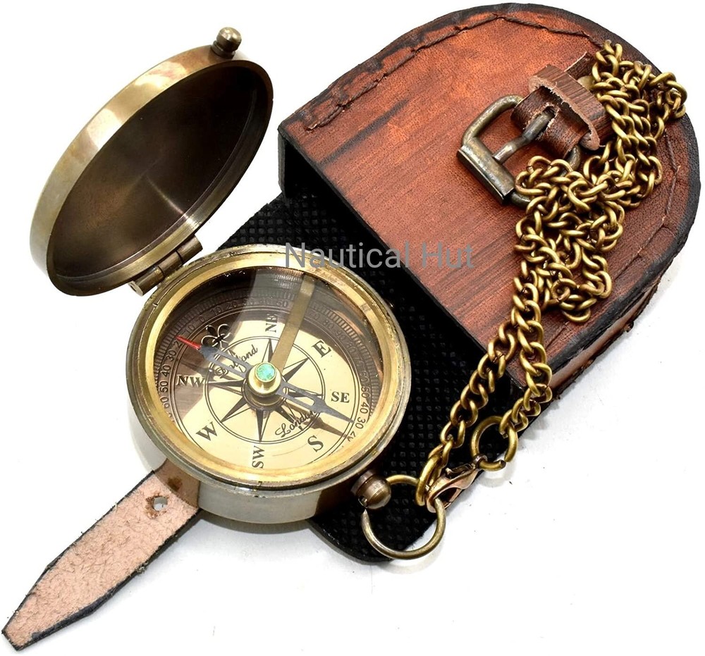 Go Confidently In The Direction Black Engraved Compass With Leather Case Gift