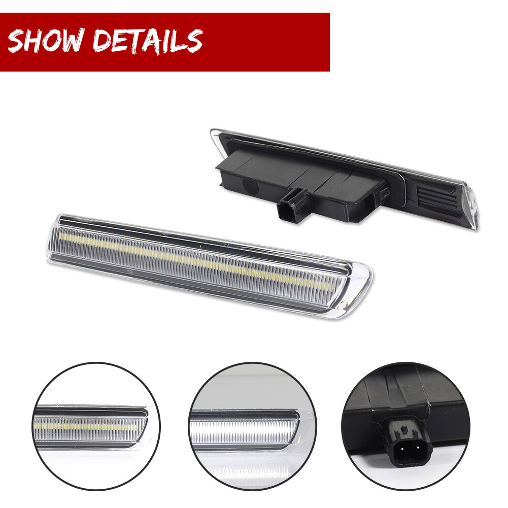 For 2004-2008 Acura TL Clear Front+Rear White LED Side Marker Lights Lamps 4PCS