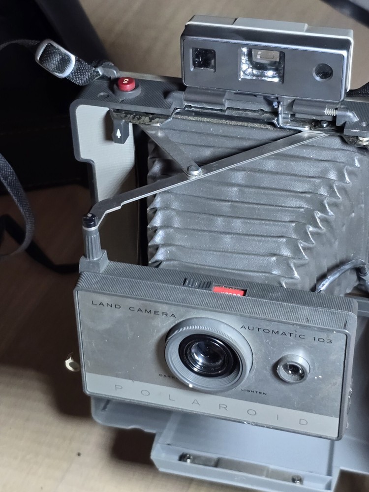 Vintage Polaroid Automatic 103 Folding Land Camera, Case, Strap & Accessories