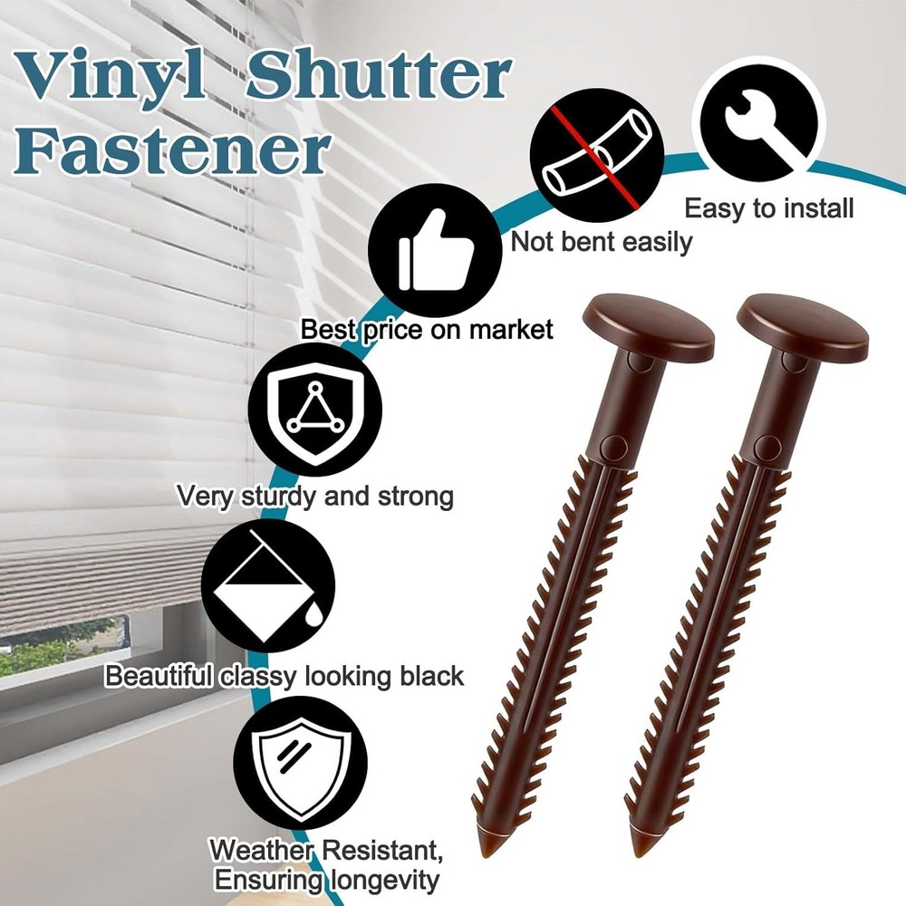 60Pcs 3 Inch Vinyl Shutter Fasteners, Window Shutter Panel Pegs Shutter Screws L
