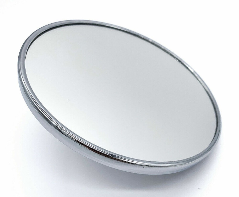 Pair (2) Flat 5" Round Chrome Side Rear View Mirrors With Ribbed Back