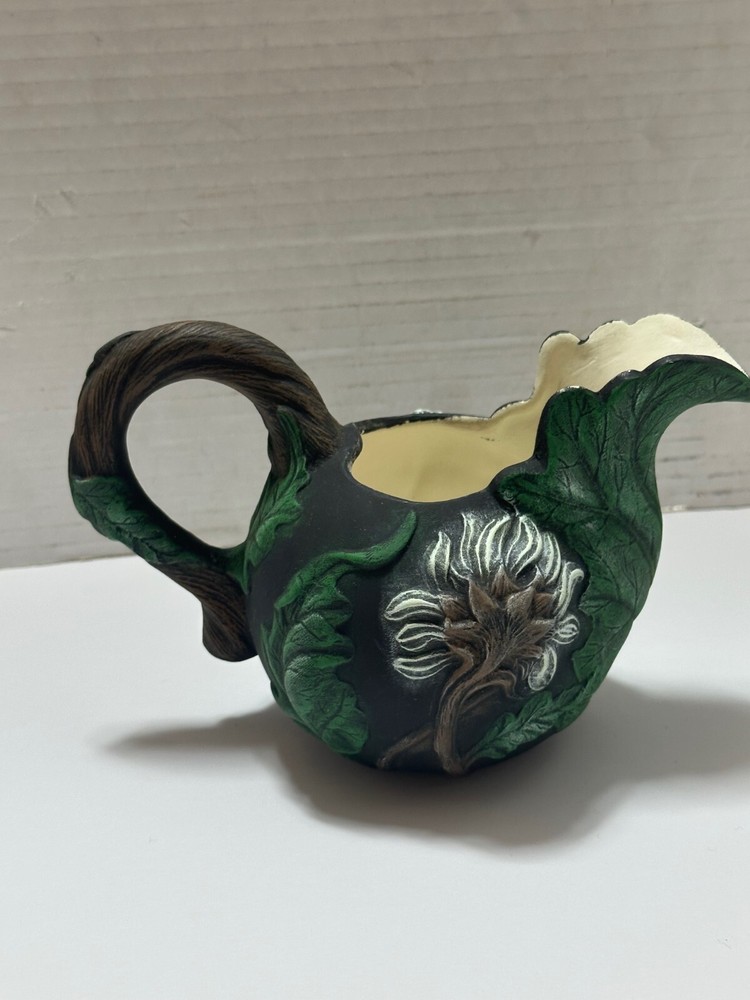 GOTHIC PITCHER MATTE FINISH CHALKWARE 4" H GREEN/BLACK
