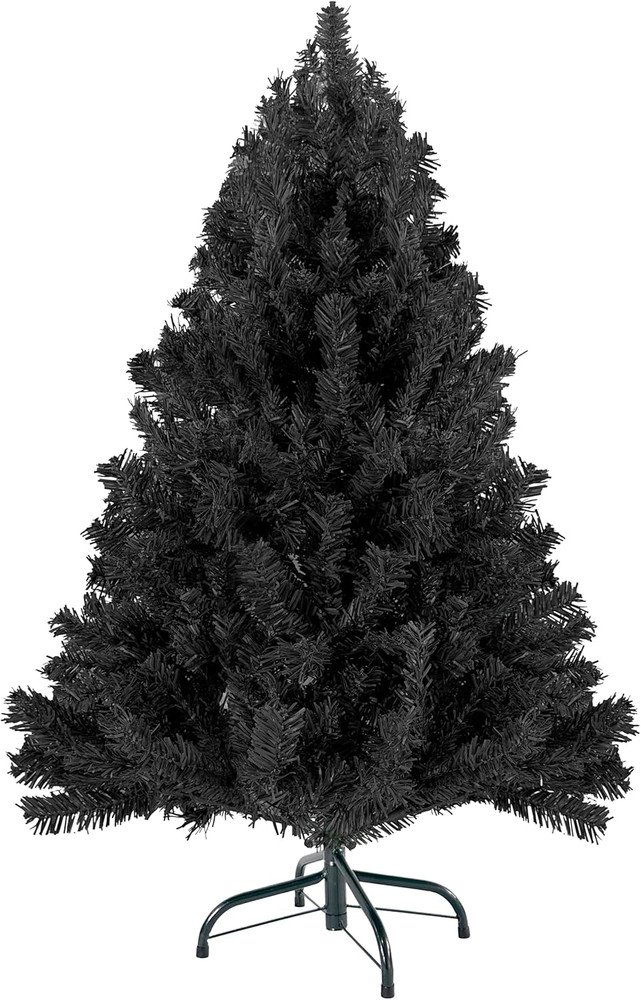 4Ft Black Christmas Tree - Premium Hinged Artificial Small Christmas Tree, Canad