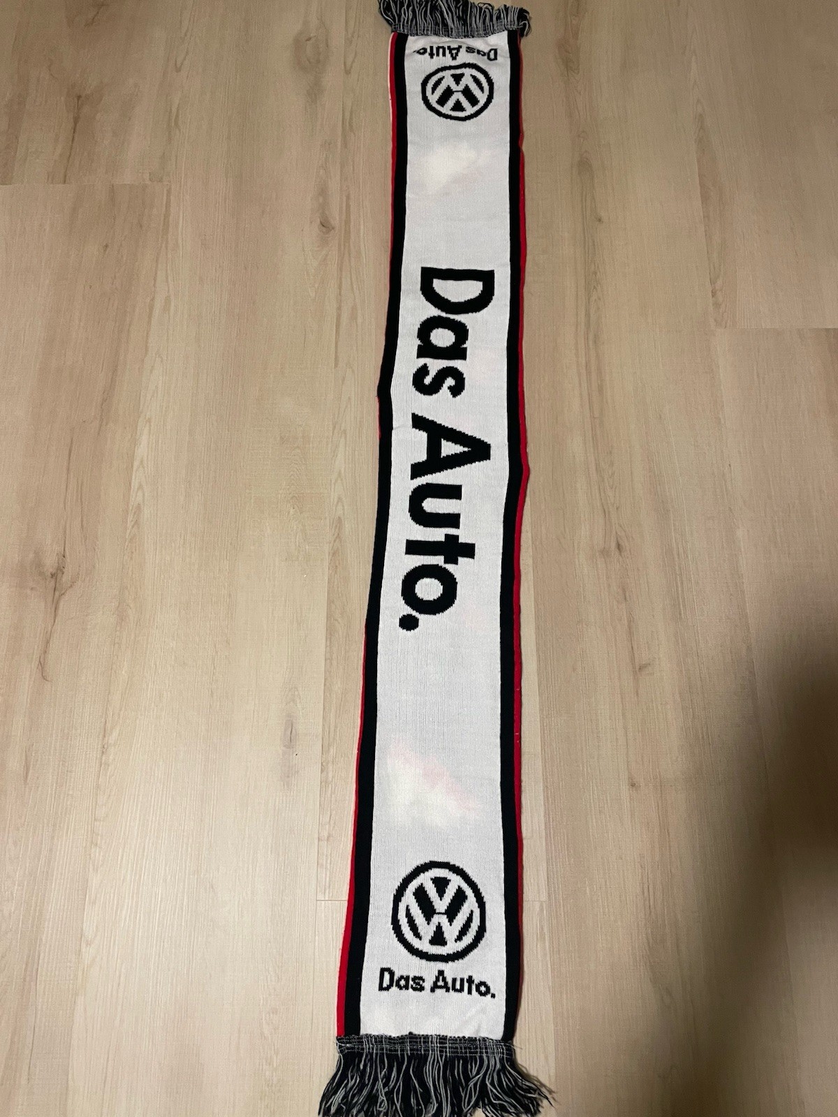 DC United Soccer Scarf MLS Das Auto Volkswagon Knit - Red, Black, & White Fringe