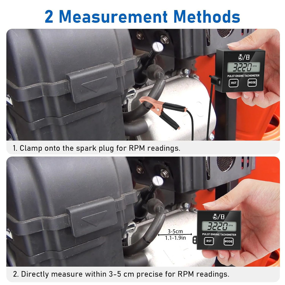 Small Engine Tachometer, Digital Tachometer Tach Gauge Reset Function Equipped w