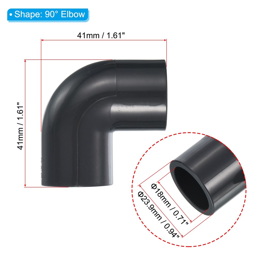 5Pcs UPVC Pipe Fitting Elbow 18mm Socket 90 Degree Adapter Connector Gray