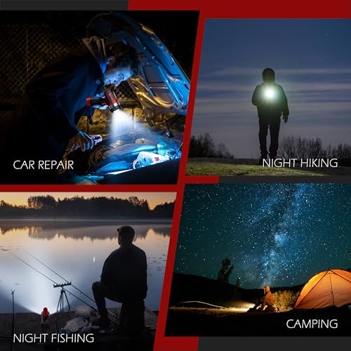 Compact Rechargeable Spotlight with Adjustable Focus, Handheld Spot Basic Red