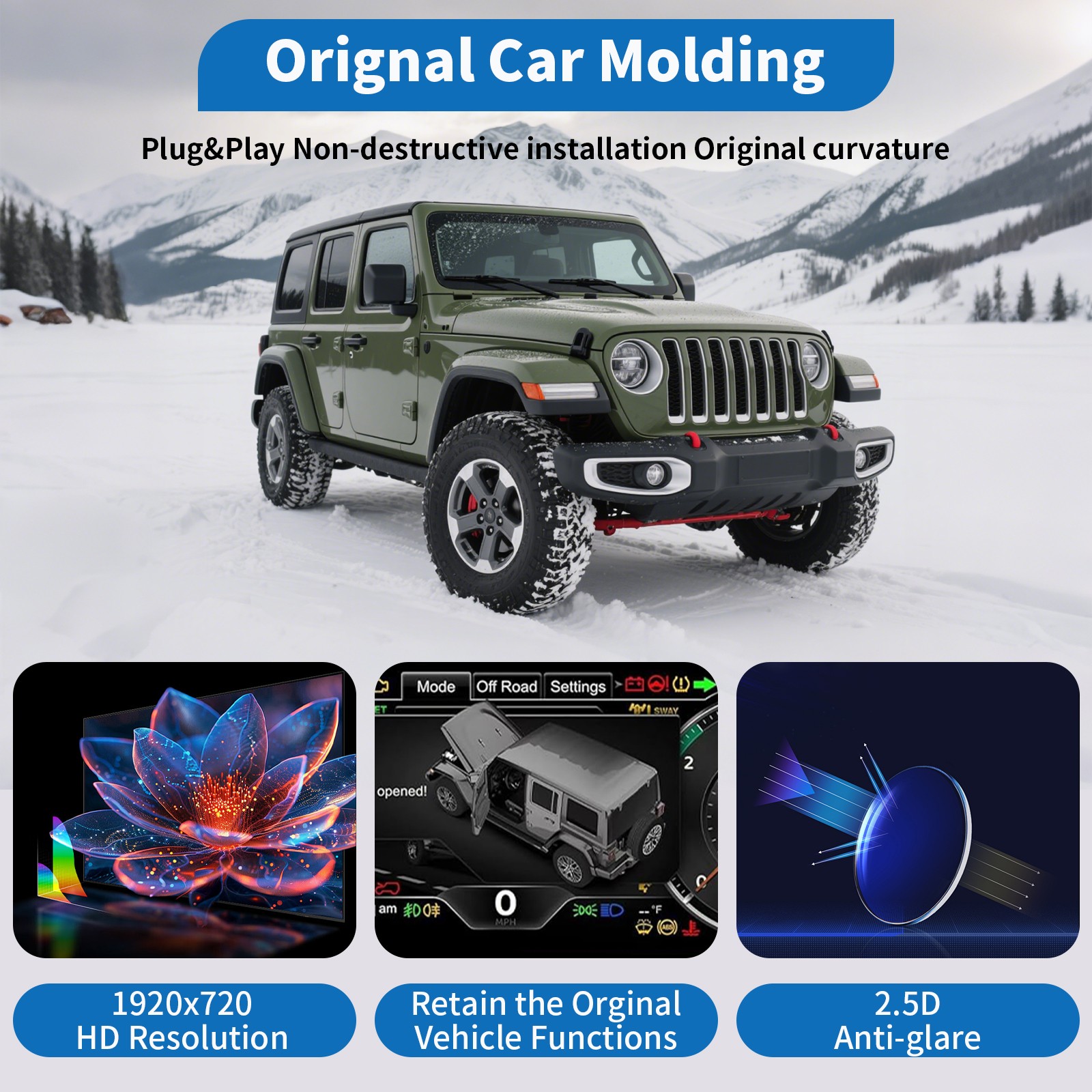 12.3inch LCD Digital Instrument Cluster Display for Jeep Wrangler JK 2011-2017