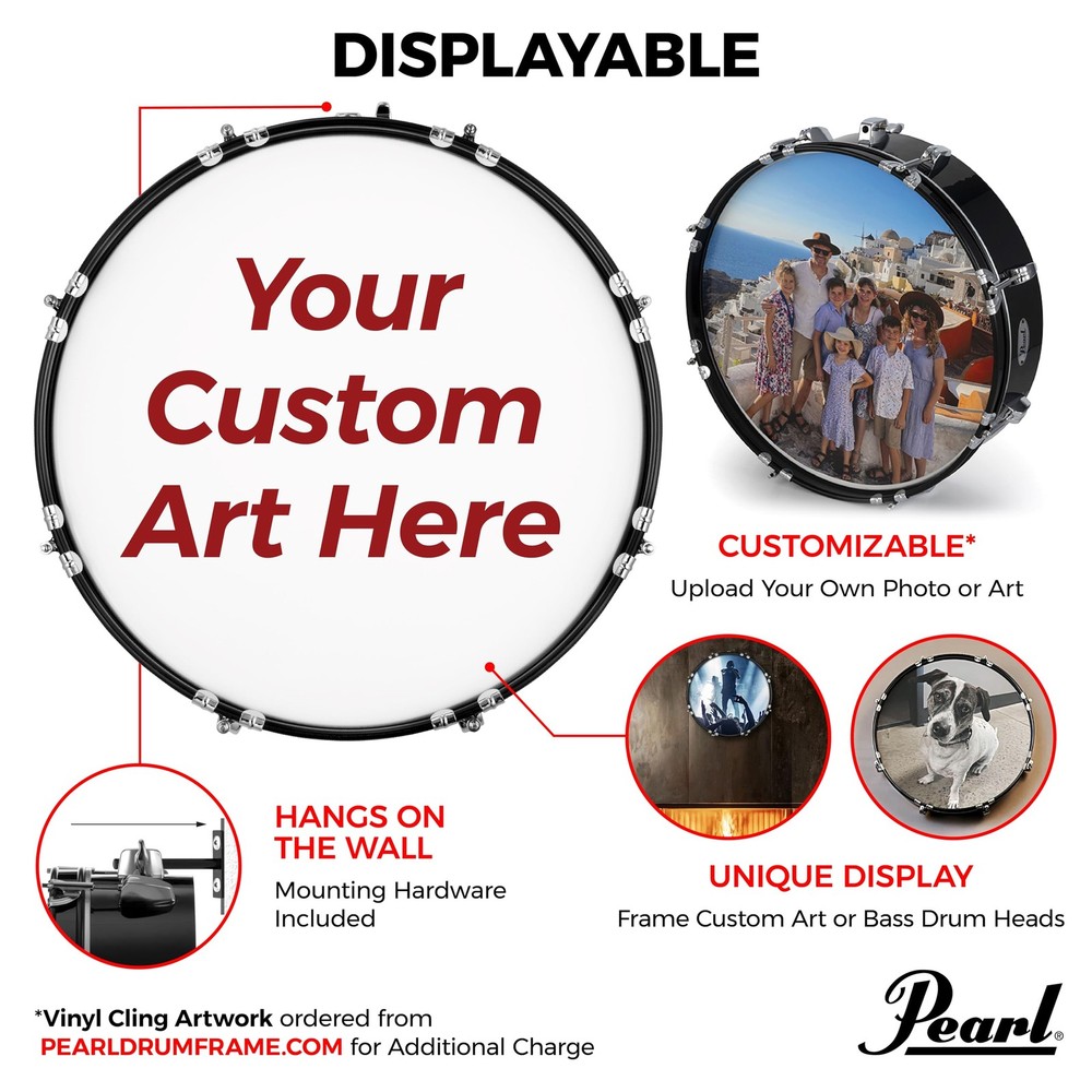 Pearl Drum Frame 20x5 Playable Display Drum Wall Mount - Customize Graphics