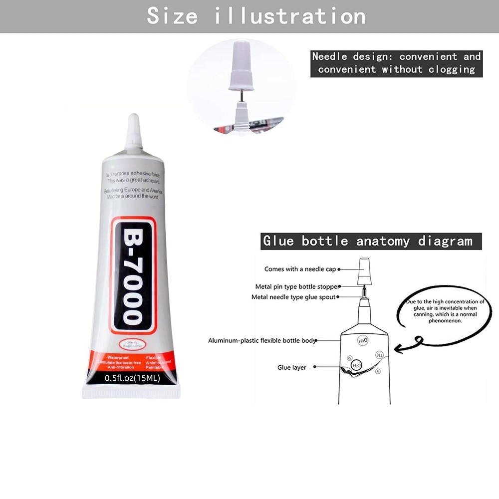 LUONILAYOR B-7000 Adhesive Multi-Function Glues,Super Glue 15ML*2, Clear