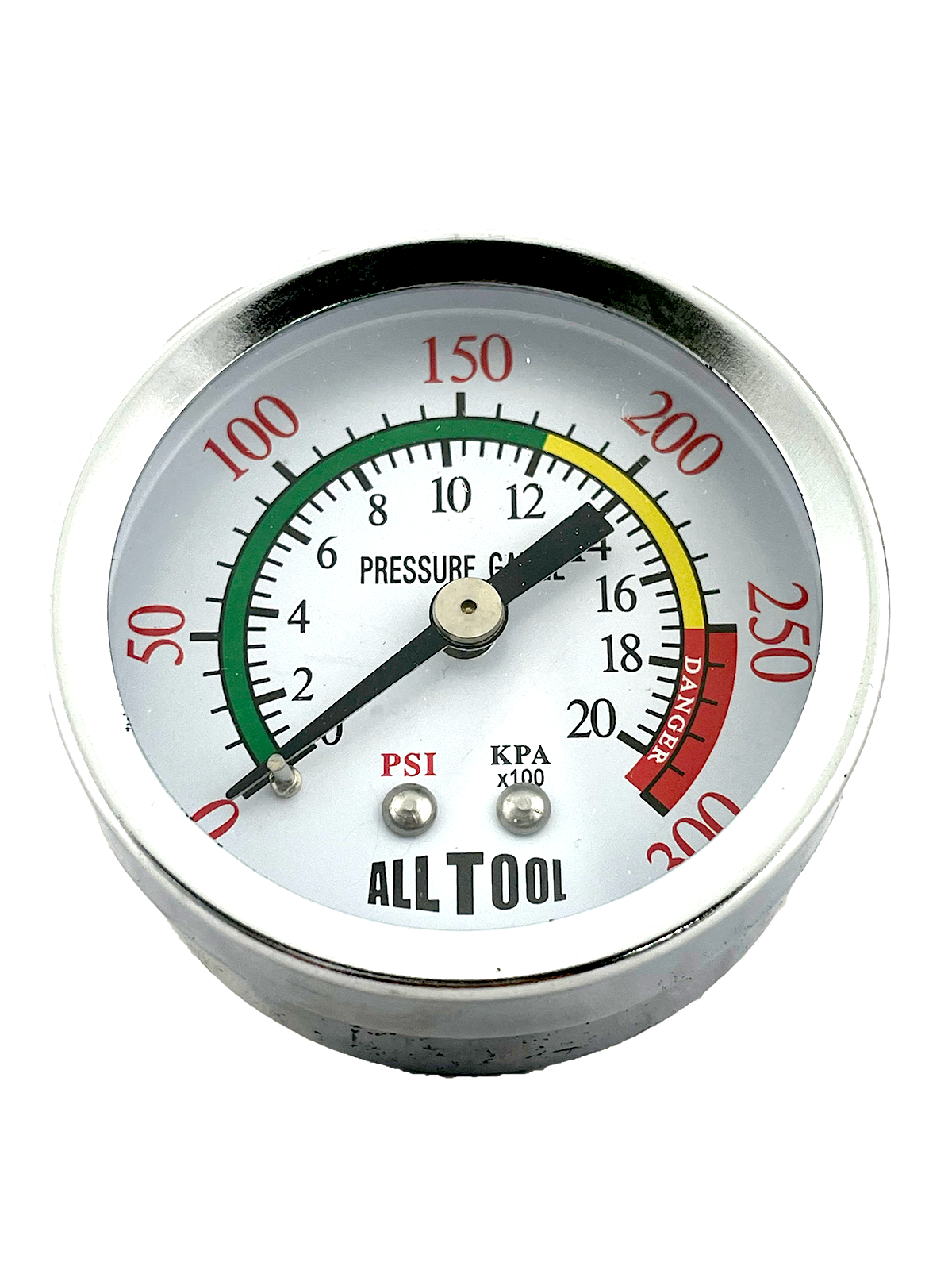 Air Pressure Gauge 2" Dial Center Back Mount 1/4"NPT - 0 to 300PSI Color Coded