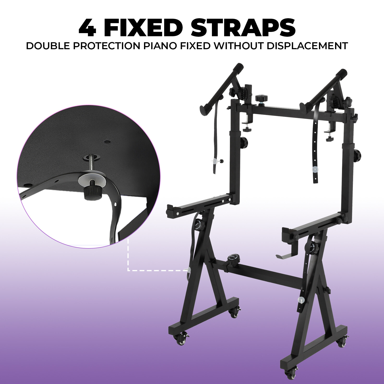 Dual Piano Keyboard Stand, Z Style Portable and Adjustable Piano Stand