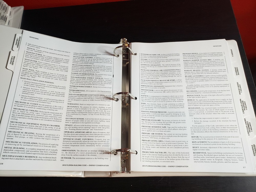 Florida Building Code 2010 Energy Conservation Binder Textbook