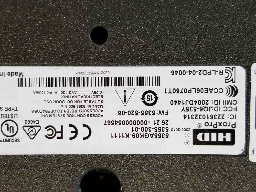 HID ProxPro 5355 Card Reader/Keypad Access Device Model 5355AGK09-K1111