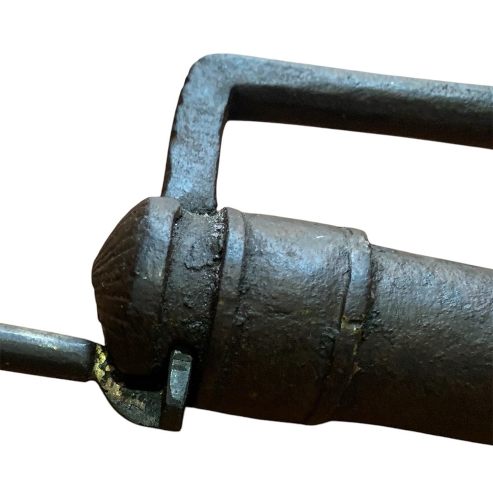18th C Iron padlock or lock with SCREW TYPE key, rarest shape and sized.