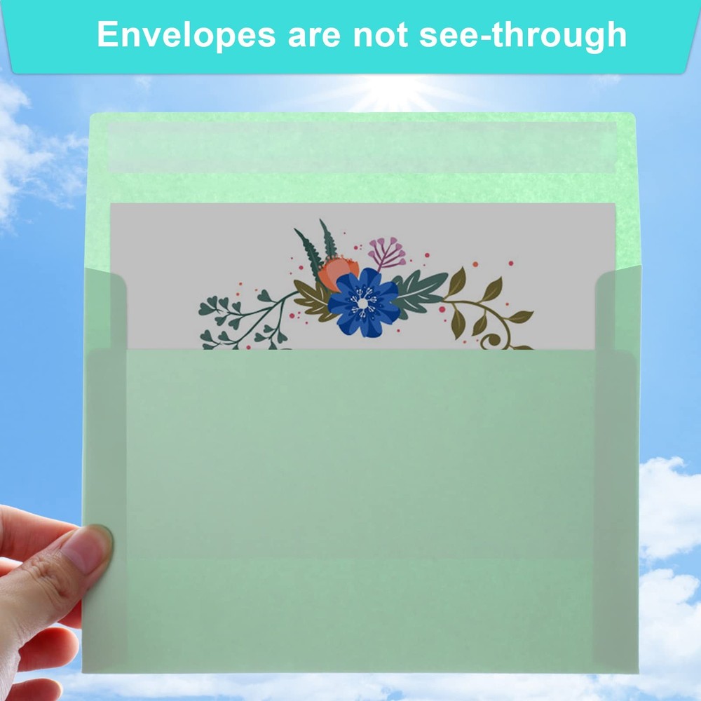 50 Pack Colored Envelope, 5x7 Envelopes, A7 Envelopes for Invitations, Printa...