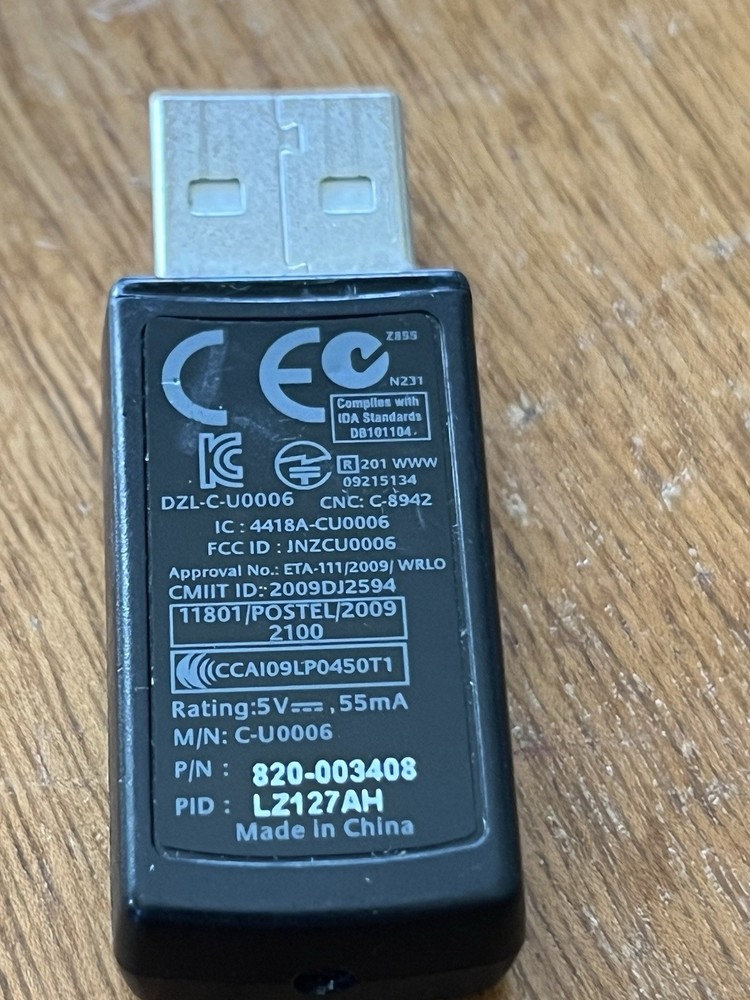 Logitech C-U0006 Wireless USB Bluetooth Receiver Adapter Dongle 820-003408