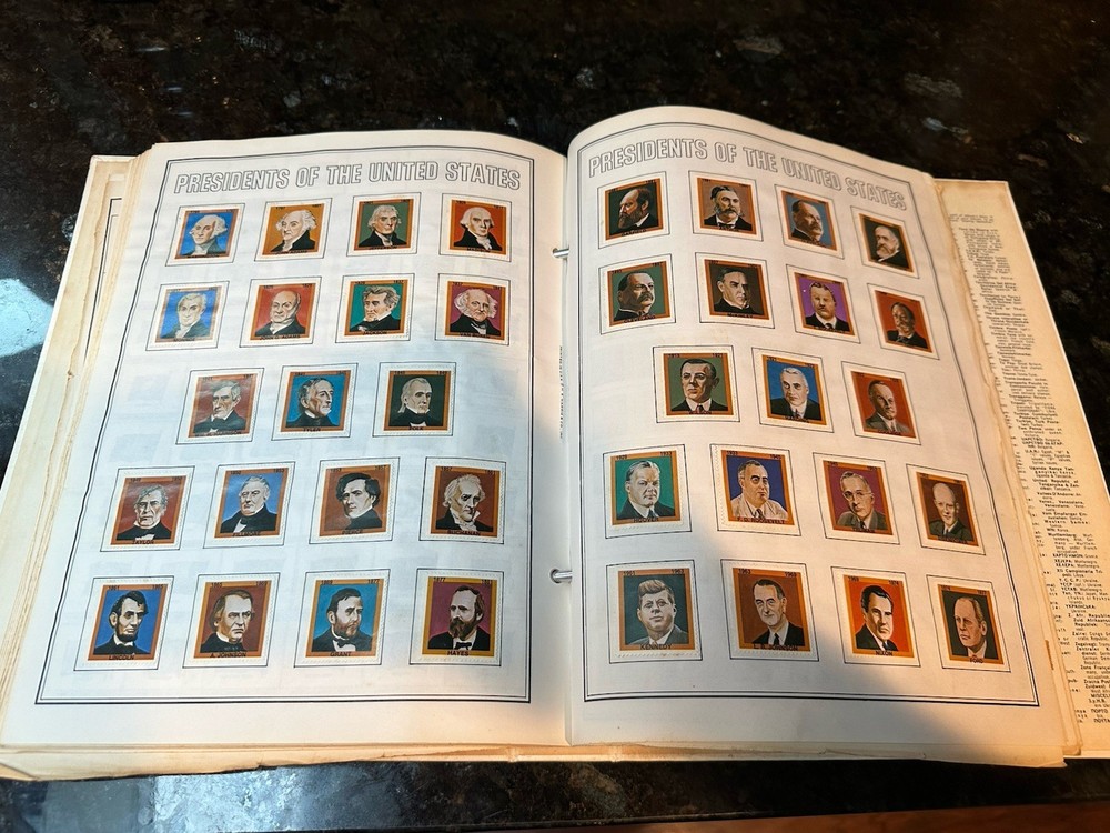 VTG 1977 Traveler Stamp Album With Many Stamps.