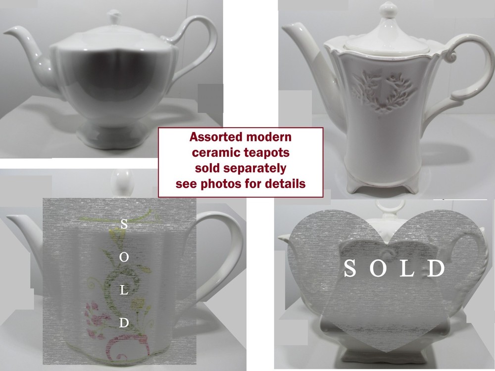 Assorted modern ceramic teapots, never used, various makers, sold separately