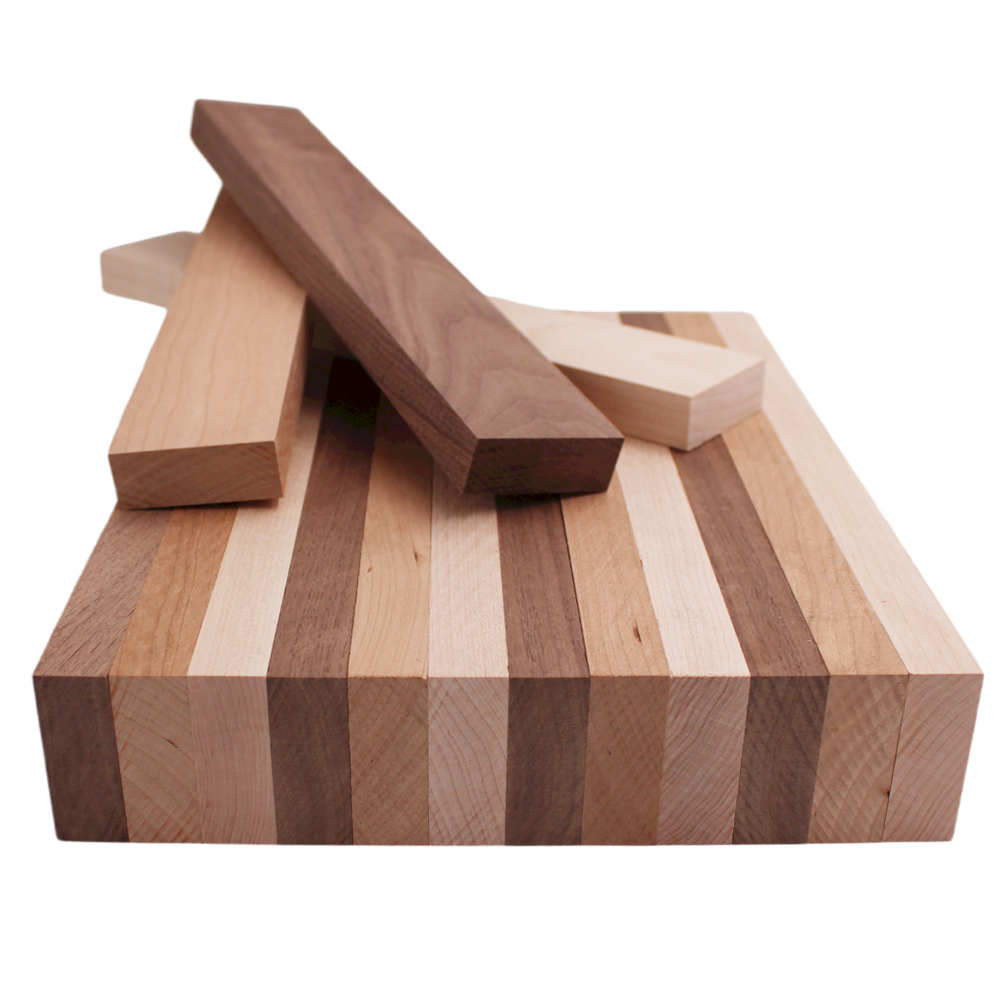 Domestic Variety Pack 5 Walnut, 5 Maple and 5 Cherry Boards - 3/4" x 2" (15Pcs)