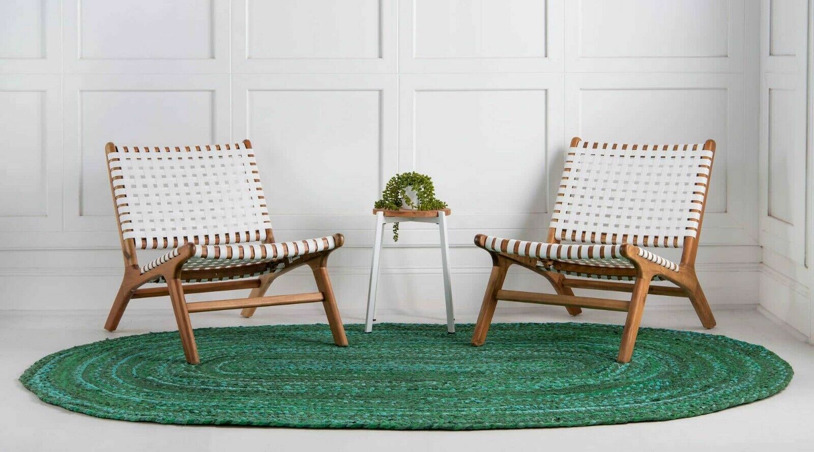 Rug Natural 100% Cotton Braided Style Oval Rug reversible Handmade Area Rugs