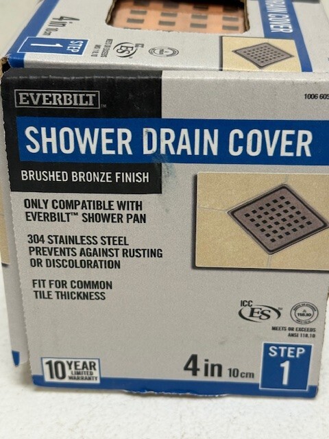 Everbilt Watershield Shower System 4 in. Bronze Square Grid Drain Grate