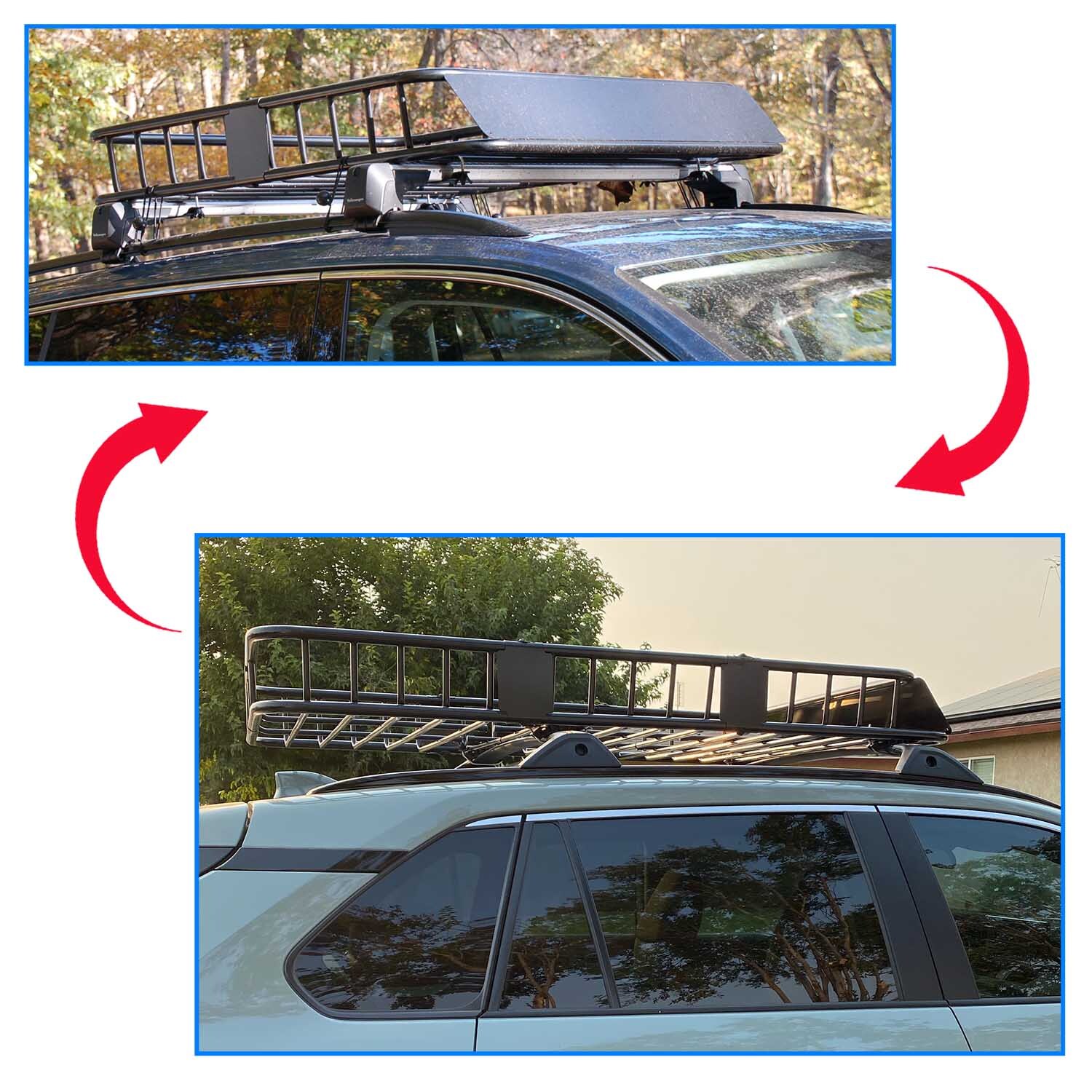 67" Roof Rack Cargo Top Luggage Holder Carrier Basket with Extension Travel NEW