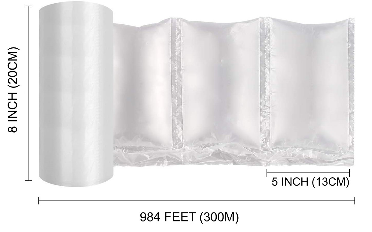 VIECAM 5" x 8" Air Pillow Bubble Cushion Filler Bag Roll Packing Film 984ft