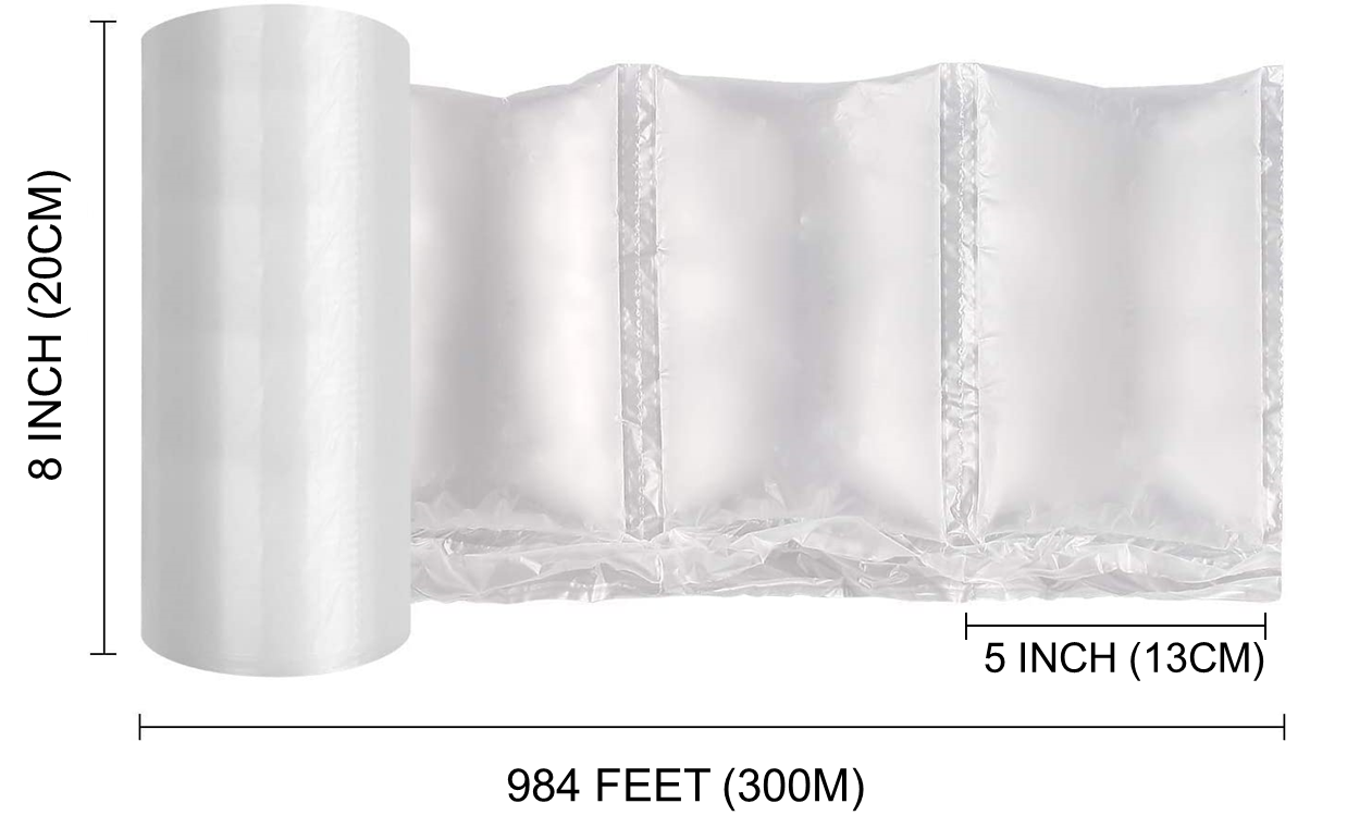 VIECAM 5" x 8" Air Pillow Bubble Cushion Filler Bag Roll Packing Film 984ft