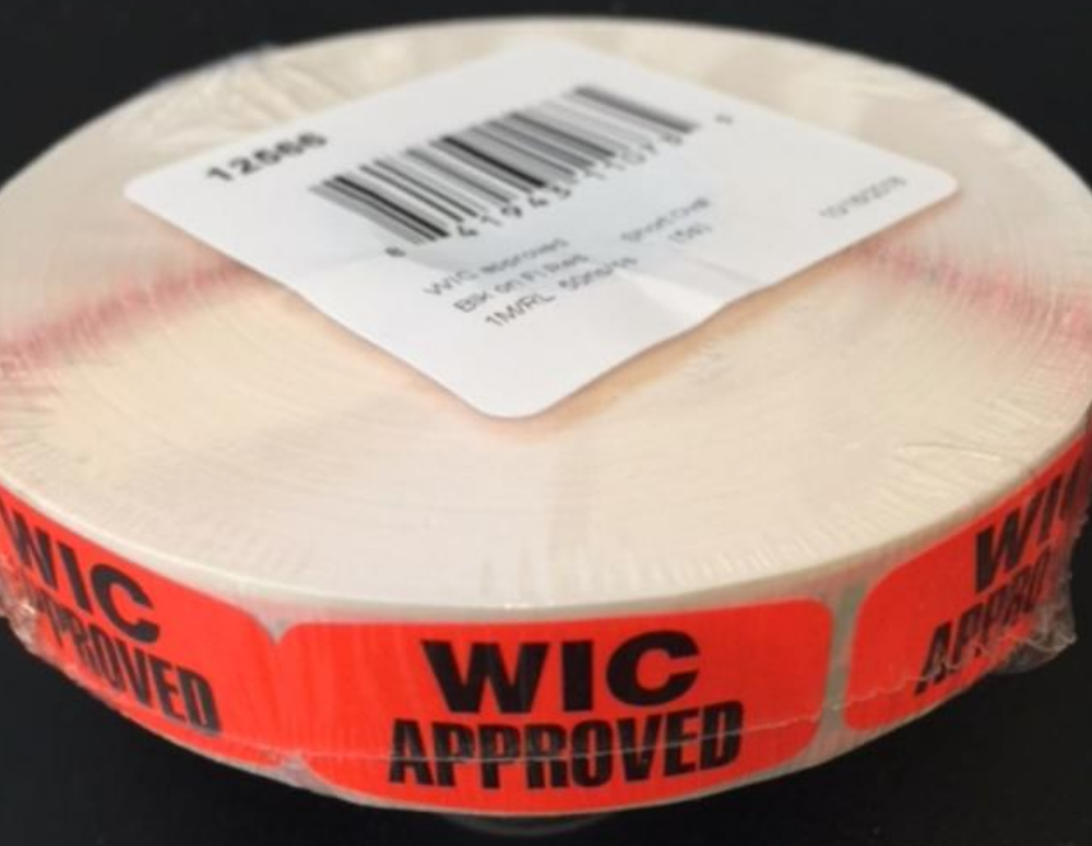 WIC Approved LABELS 1000 PER ROLL STICKERS