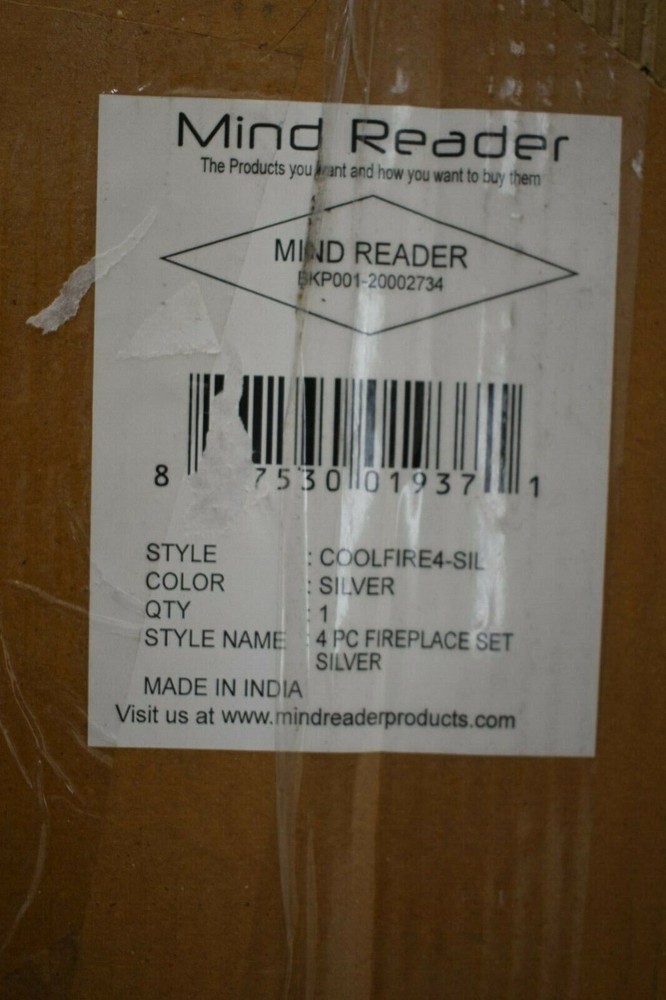 Mind Reader COOLFIRE4-SIL 4 Piece Stand Alone Fireplace Set, Steel Construction