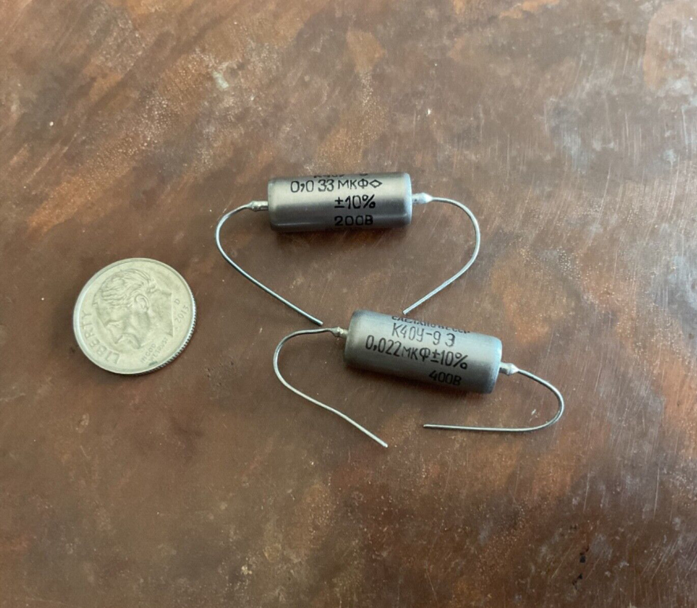 K40Y-9 .022uf & .033uf Russian Soviet-era NOS Capacitor Set  -Paper In Oil