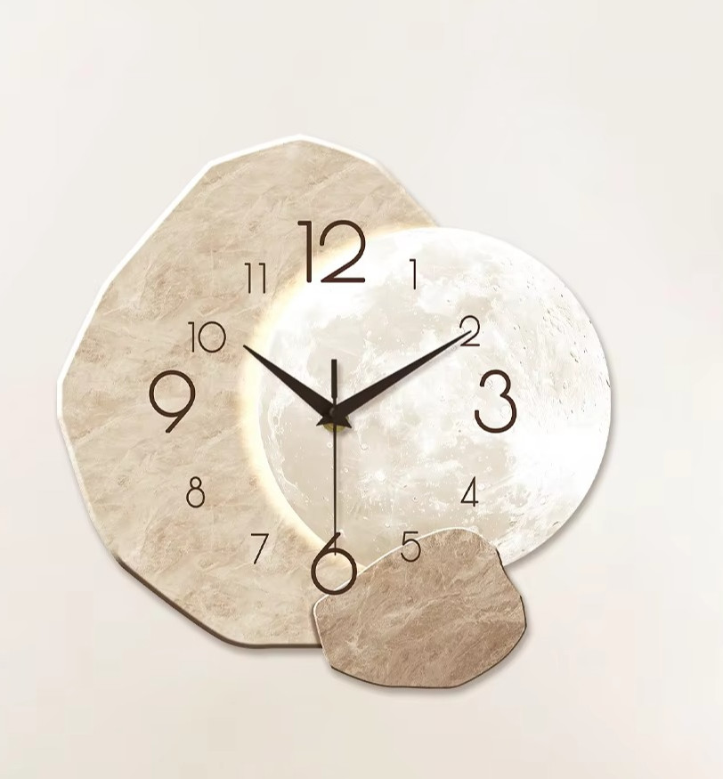 Quartz Wooden Moon Wall Clock